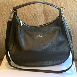 Coach Harley, Shoulder/crossbody Pewter pebble Leather Hobo Bag